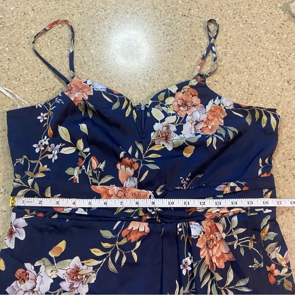 NWOT Lulus My Favorite Day Navy Blue Floral Print Tulip Skirt Midi Dress - Picture 2 of 13